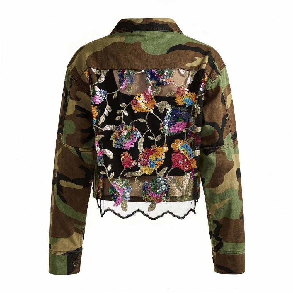 Camouflage Jacket with Sequin Detail 🌸NEW - Picture 2 of 2